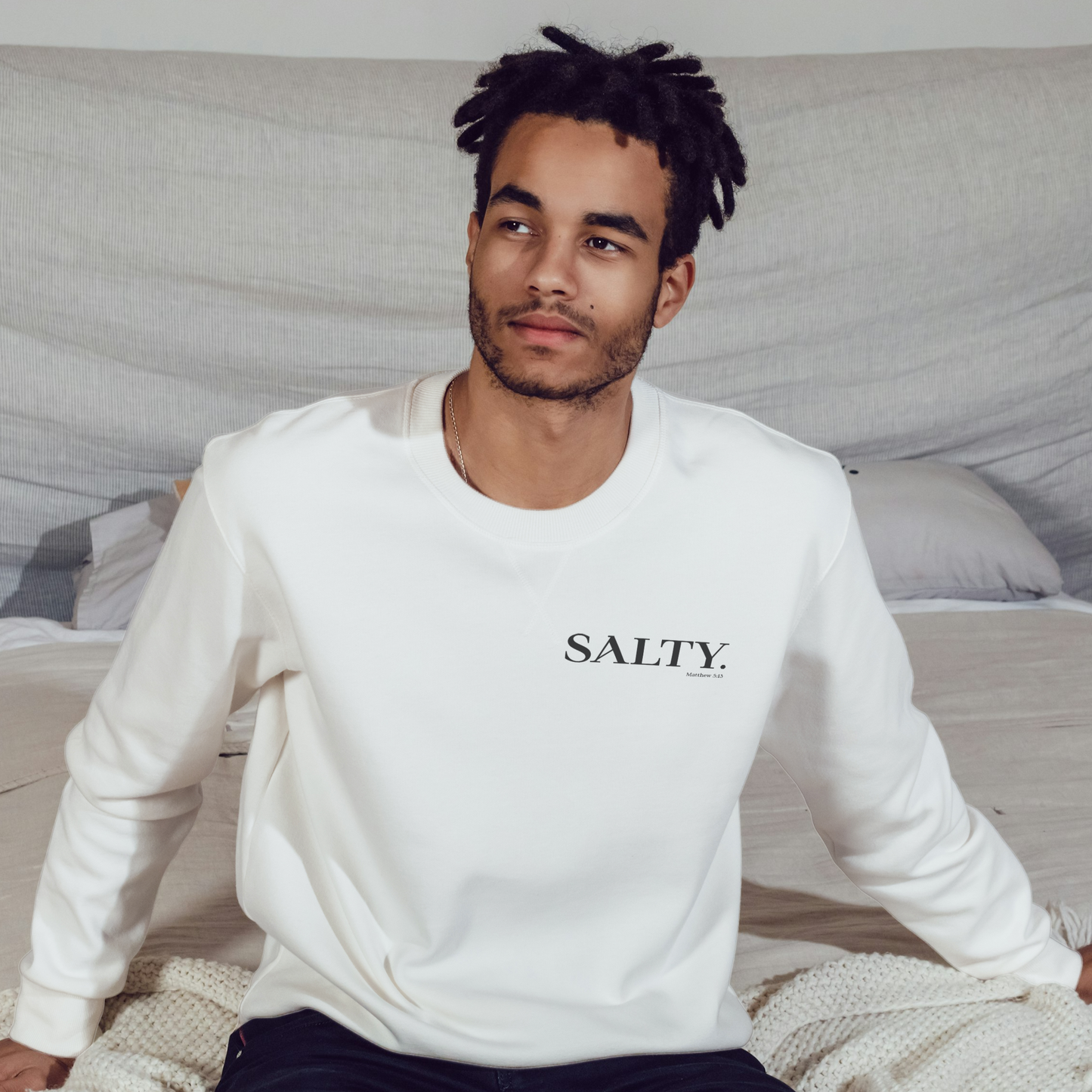 SALTY (Small Print) Unisex Heavy Blend™ Crewneck Christian Sweatshirt